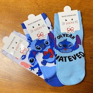Stitch Character Socks Set of 3 new